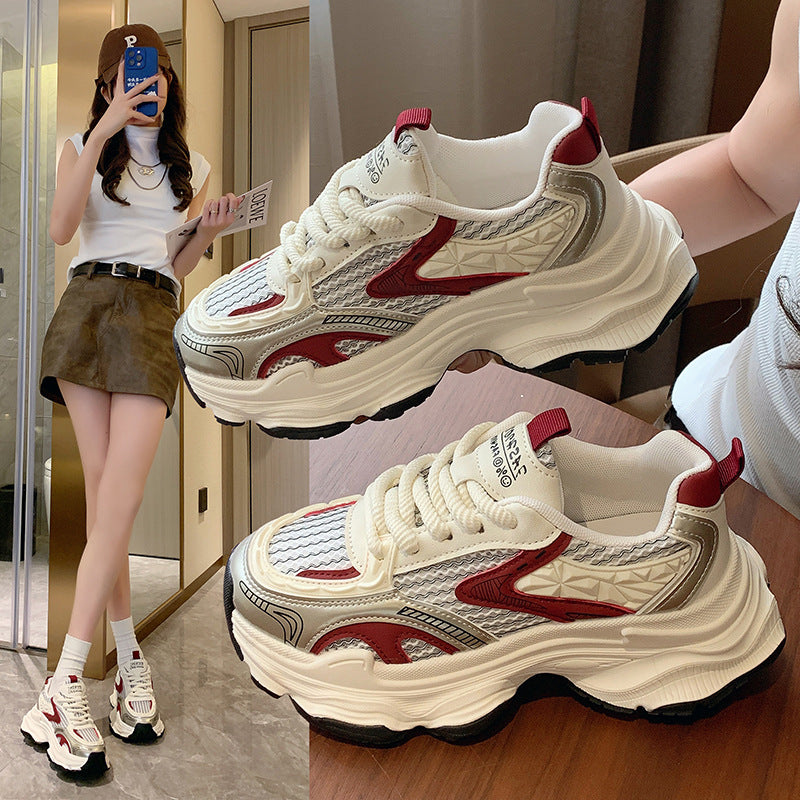 Thick sole dad shoes for women 2026new arrivalsummer thin mesh breathable mesh shoes heightenedcasual sneakers
