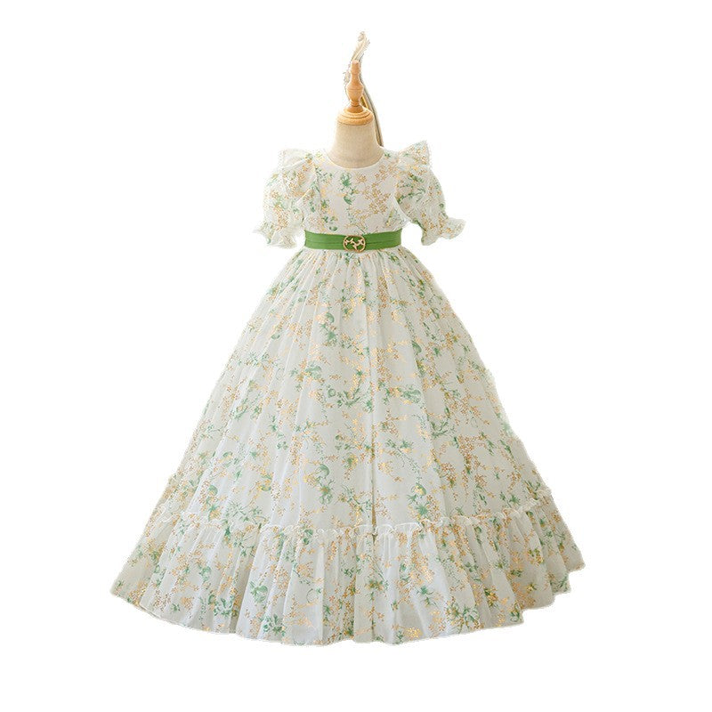 Export ready-made kids dress chiffon floral princess dress little girl model frenchdresskids dress