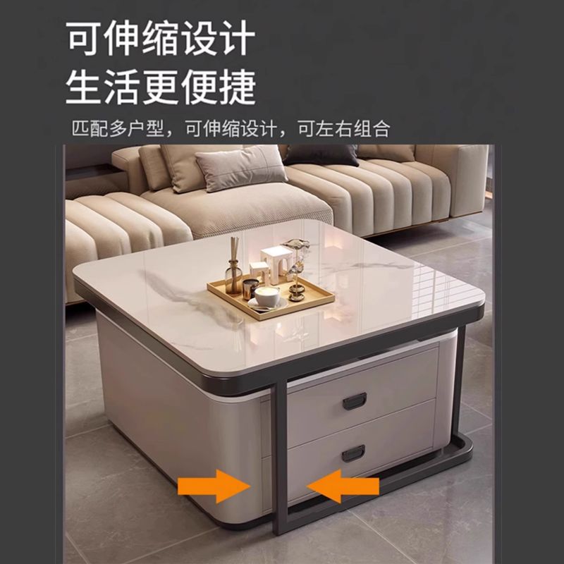 Rock slab coffee table accessible luxury modern casual square small apartment popular living room for home glass new arrival marble table