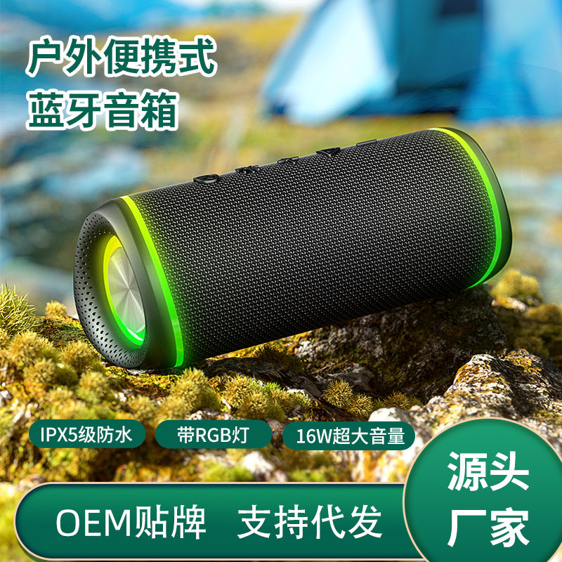 2026 new wireless bluetooth speaker with rgb lighting, deep bass, high power, outdoor portable fabric waterproof sound system