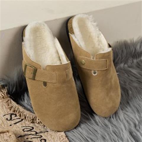Plus size cotton slippers outwearthickened half slippers fur slippers winterflatsfleece-lined toe slippers women's wholesale