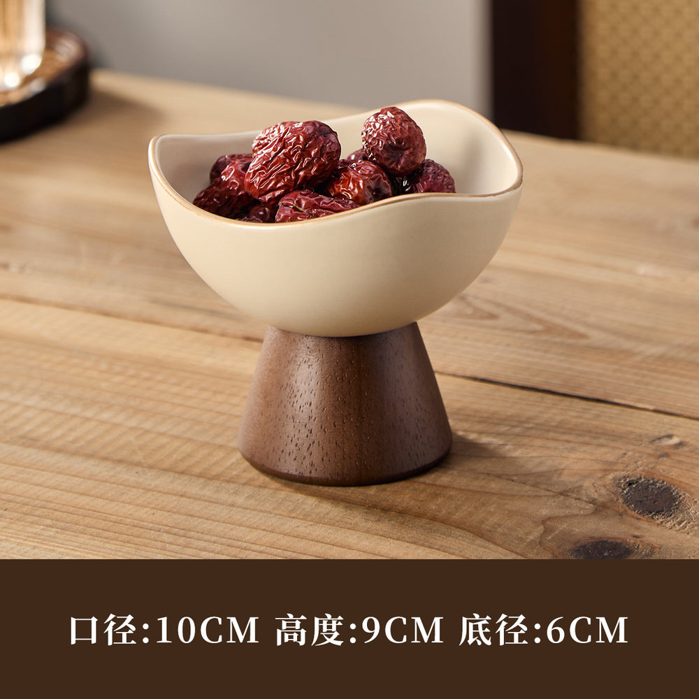 Japanese creative stoneware dessert cup dessert bowl ice cream cup tall flying saucer bottom seat afternoon tea snack plate