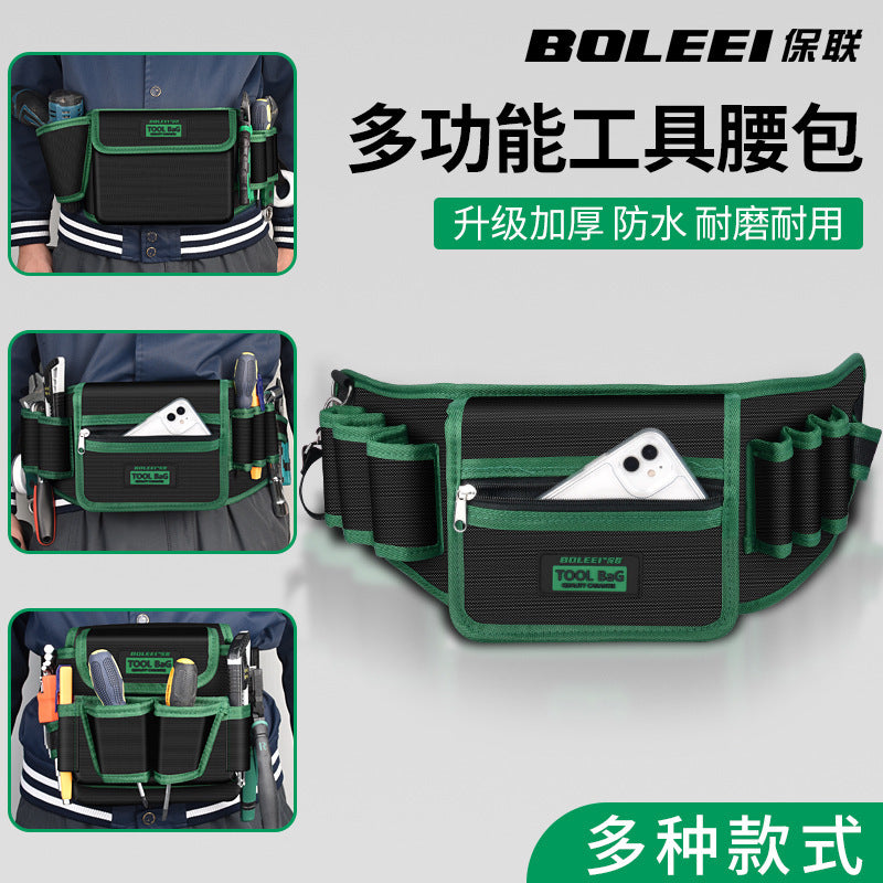 Heavy-duty electrician's tool belt - durable canvas multi-pocket organizer for hardware repair and storage
