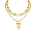 Amazon cross-border heart-shaped pendant necklace layered cuban chain clavicle chain fashioncasual popular jewelry new arrival for women