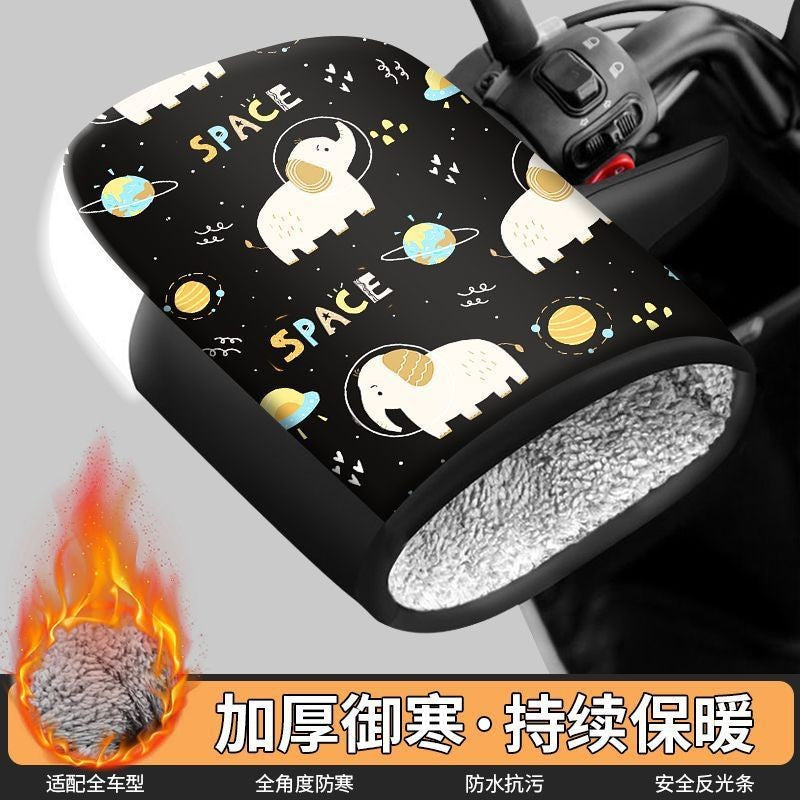 Handlebar covers winter warm fleece-lined electric vehicle cotton-padded motorcycle waterproof gloves thickened windproof cold-resistant pu cycling gloves