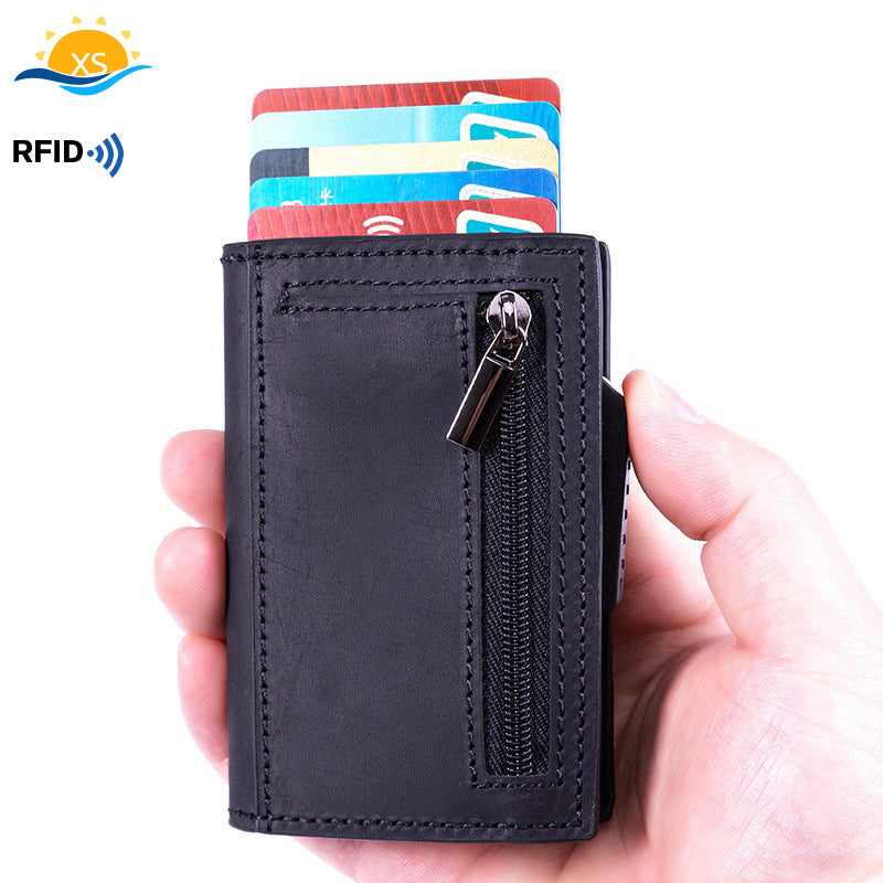 Automatic elastic card bag, shielding anti-theft brush wallet, card bag, card sleeve LOGO aluminum alloy card box