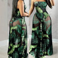 beach bandeau triangle jumpsuit chiffon midi skirt two-piece set - summer beach vacation outfit