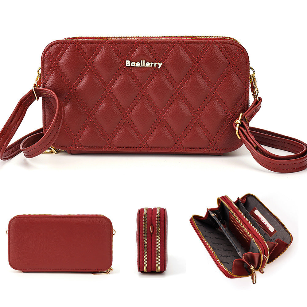 Baellerry's new women's mobile phone bag, European and American fashion plaid large-capacity zipper, single shoulder small crossbody explosion