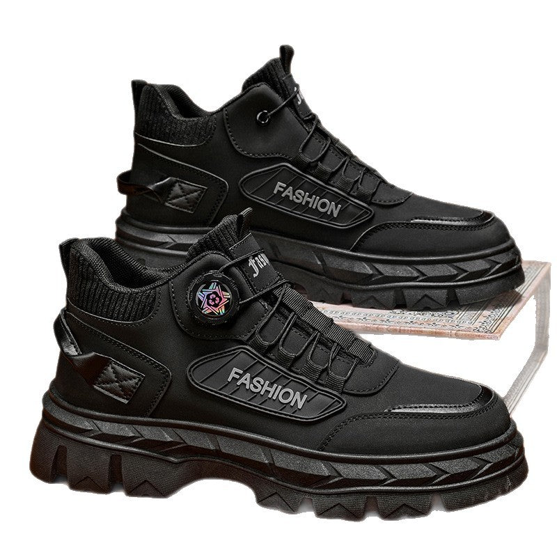 Men's 2025 spring new high-top casual sneakers, trendy thick-soled height-increasing non-slip outdoor work boots, martin boots