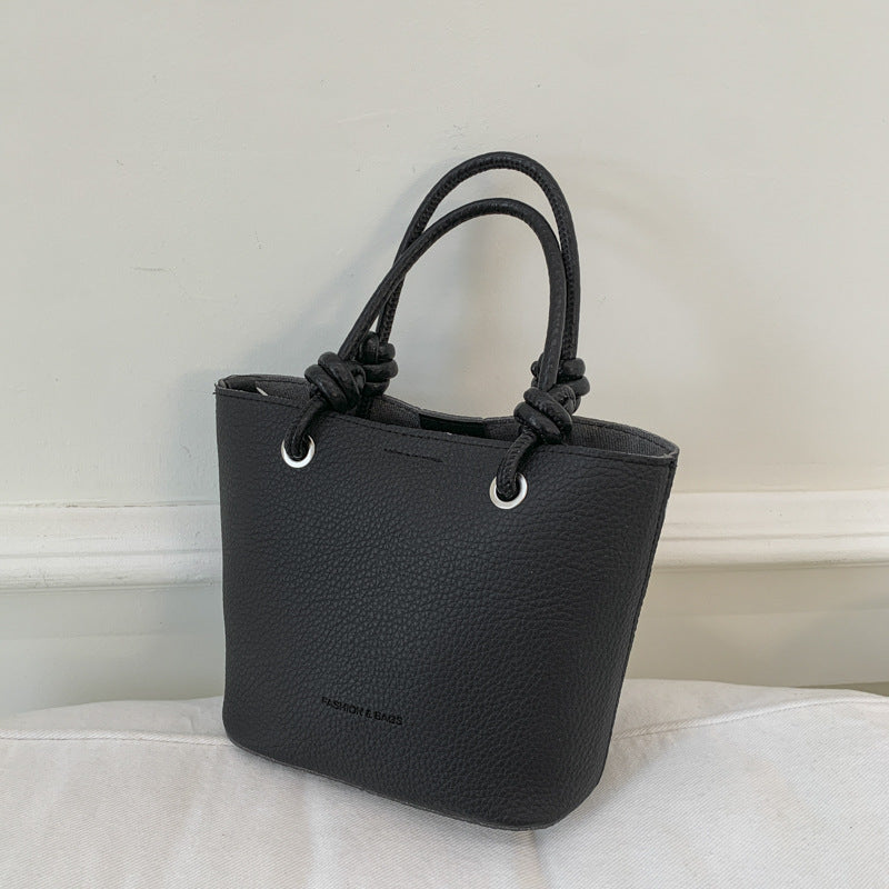 Cross-border high-end lychee pattern bucket bag women's 2025 new portable vegetable basket bag fashionable shoulder messenger bag