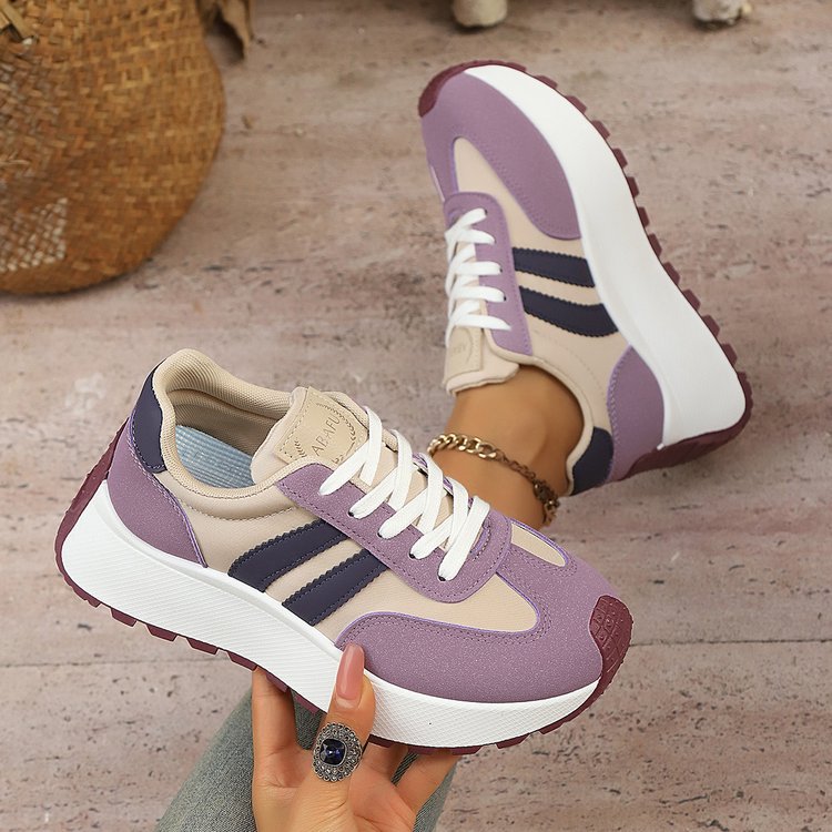 Wholesale women's spring/autumn new lightweight soft sole chunky sneakers - slimming, versatile, fashionable, casual white shoes