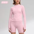 Autumn yoga long sleeve activewear fashion fitness jacket slim fit women's top zipper sun protection breathable outerwear