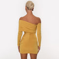 European and american women's clothing  new fashion one-shoulder off-the-shoulder ruched sexy slimming bodycon dress wholesale