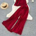 Pure desire vacation suit women's atmosphere halter strap asymmetrical pleated tops high waistloosecasual pants suit