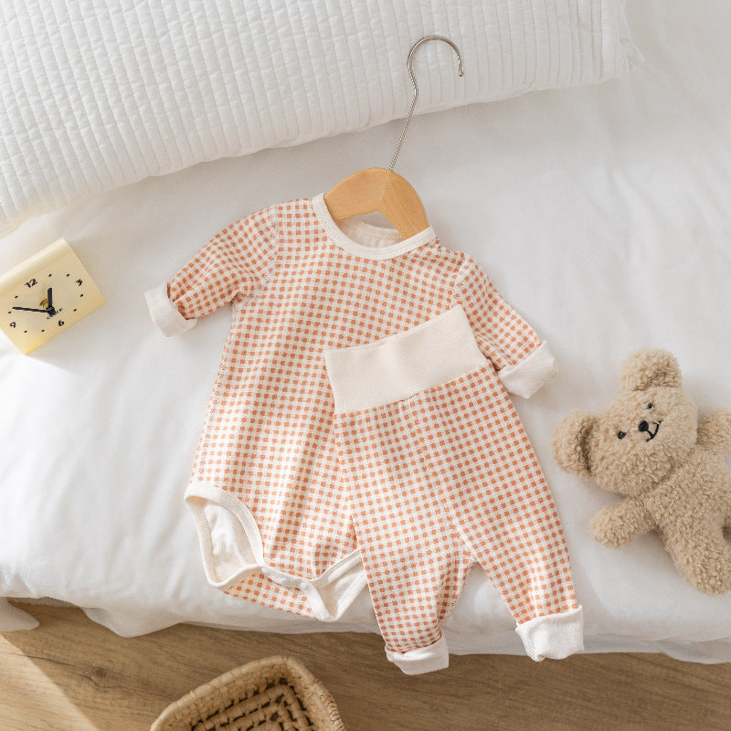 Baby pajamas cotton clothes baby home clothes bottomintimates autumn and winter belly cover high waist belly protection suit autumn pants
