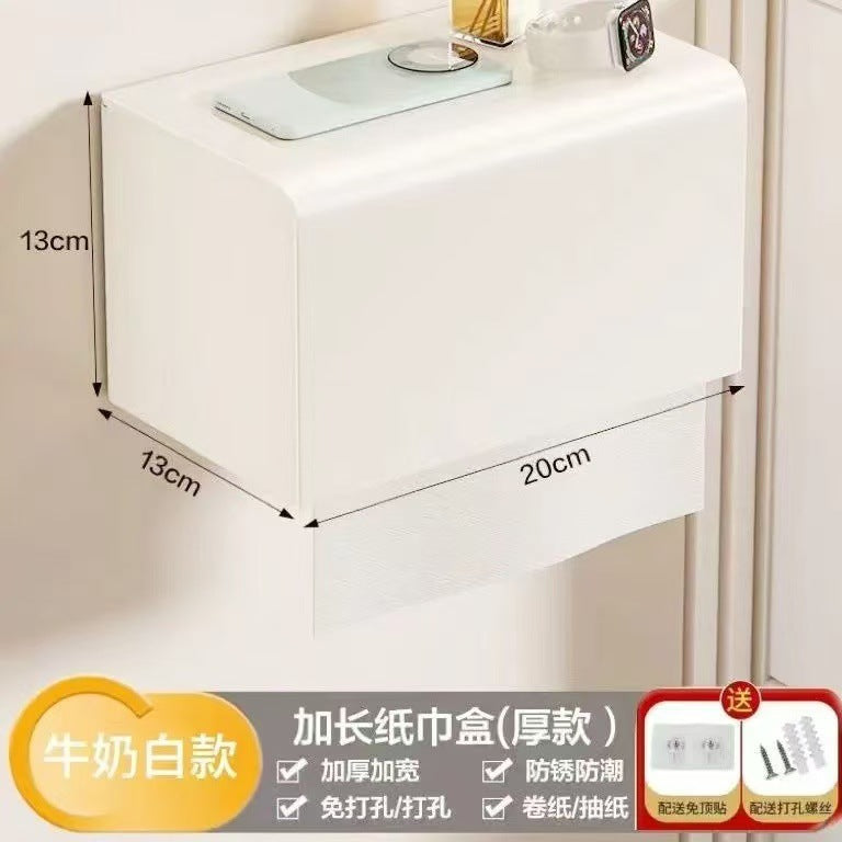 Gun gray space aluminum bathroom tissue box punch-free toilet roll holder waterproof tissue box toilet paper holder storage