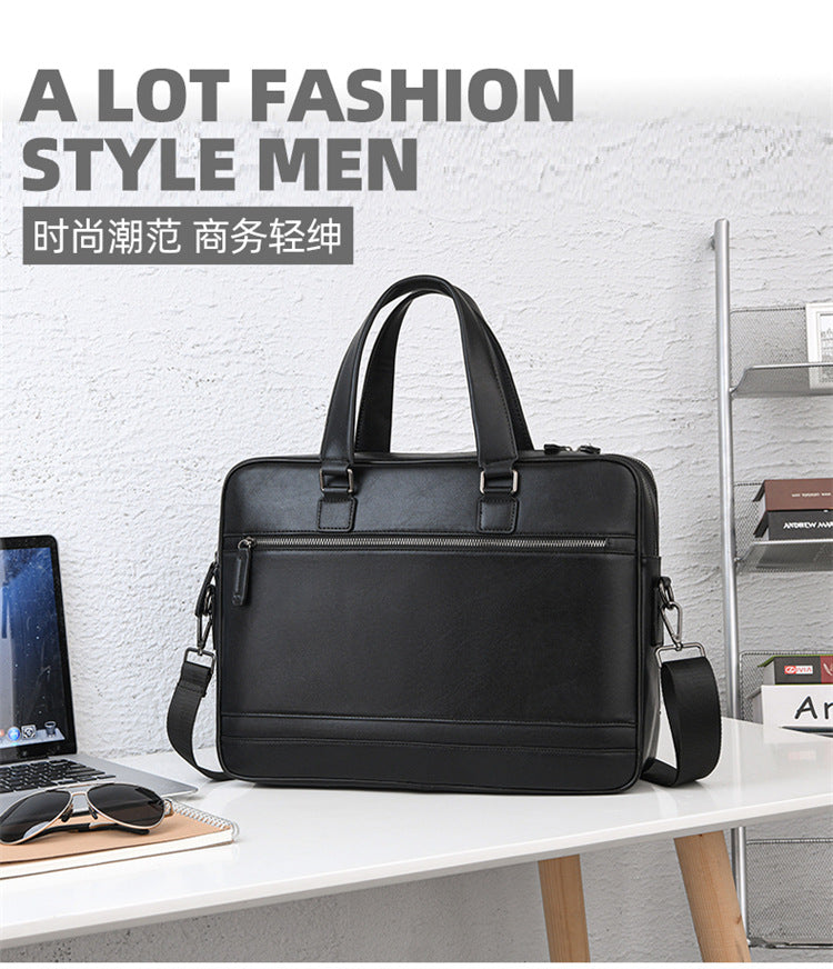 New men's briefcase 15.6 inch men's PU business handbag large-capacity portable document data bag wholesale