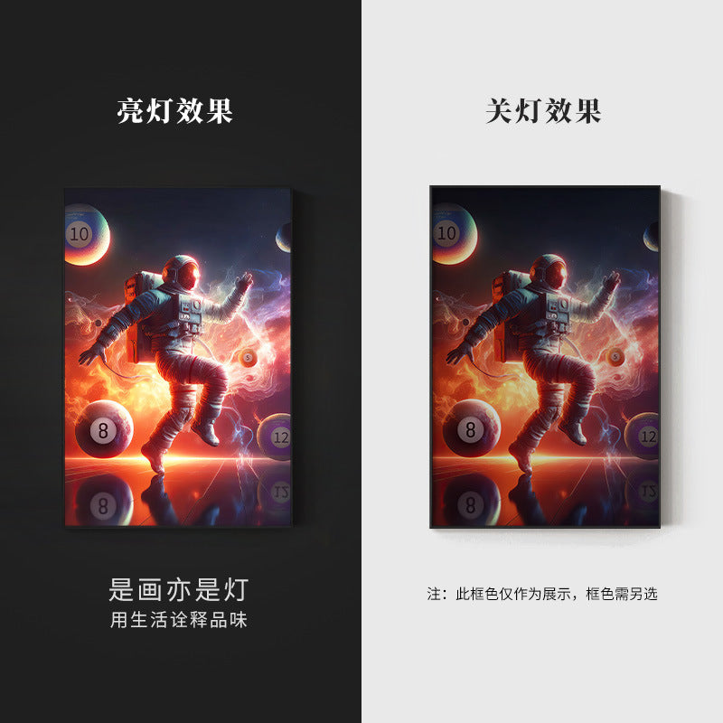Trend billiard room luminous decorative painting imitation abyss mirror cyberpunk astronaut hanging painting billiard hall luminous lamp painting