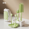 Cartoon baby bottle brush set - portable silicone nipple brush, baby cleaning brush, travel size with drain rack