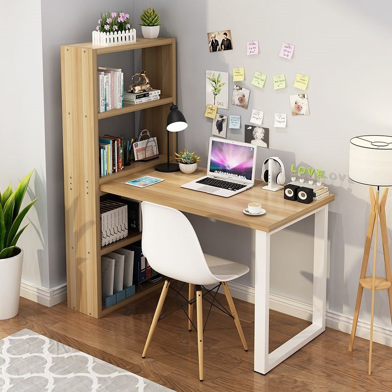 Minimalist computer desk, light luxury desk with bookshelf combination, double desk, student and children's writing desk with integrated bookshelf