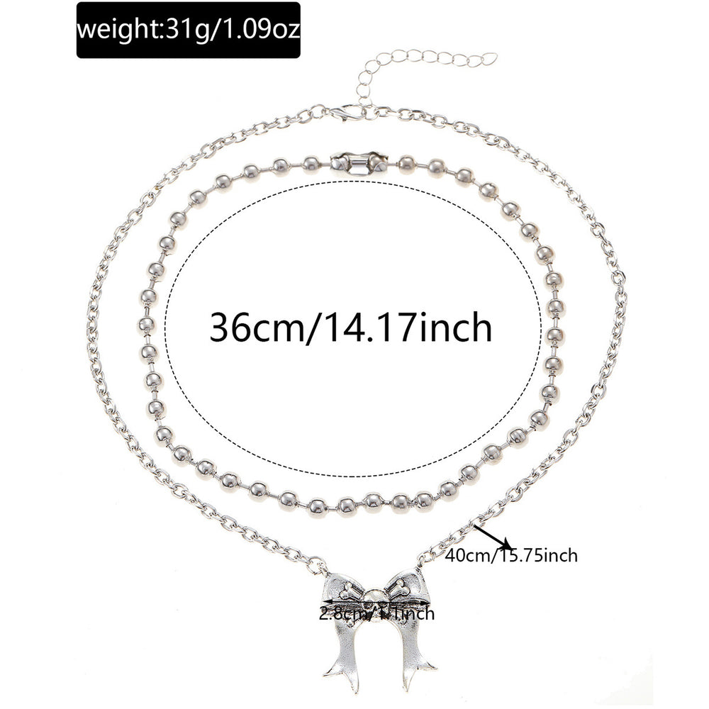 Halloween necklace wholesale fashion cross-border jewelry exaggerated sense of design bows skull dark style clavicle chain