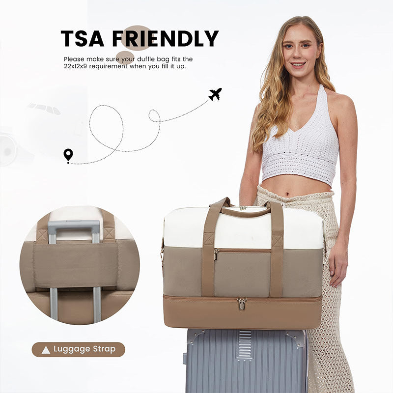 Source factory custom  Internet celebrity live broadcast waterproof PU business trip travel bag set gym weekend luggage bag