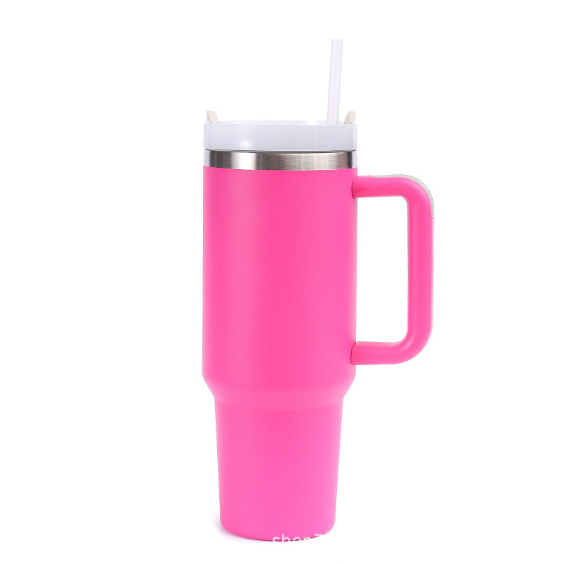 40oz 304 stainless steel large capacity insulated tumbler with handle, vacuum straw, car cup, gift water bottle, business gift