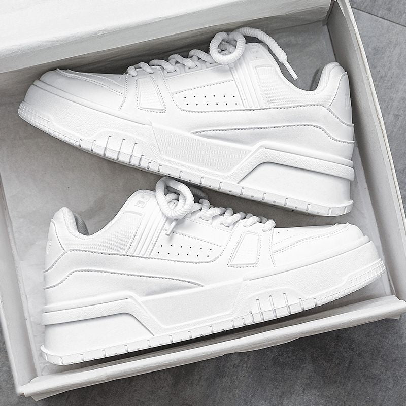 Men's spring/autumn niche design versatile casual solid black skate shoes youth sports thick sole height increasing bread shoes trendy sneakers