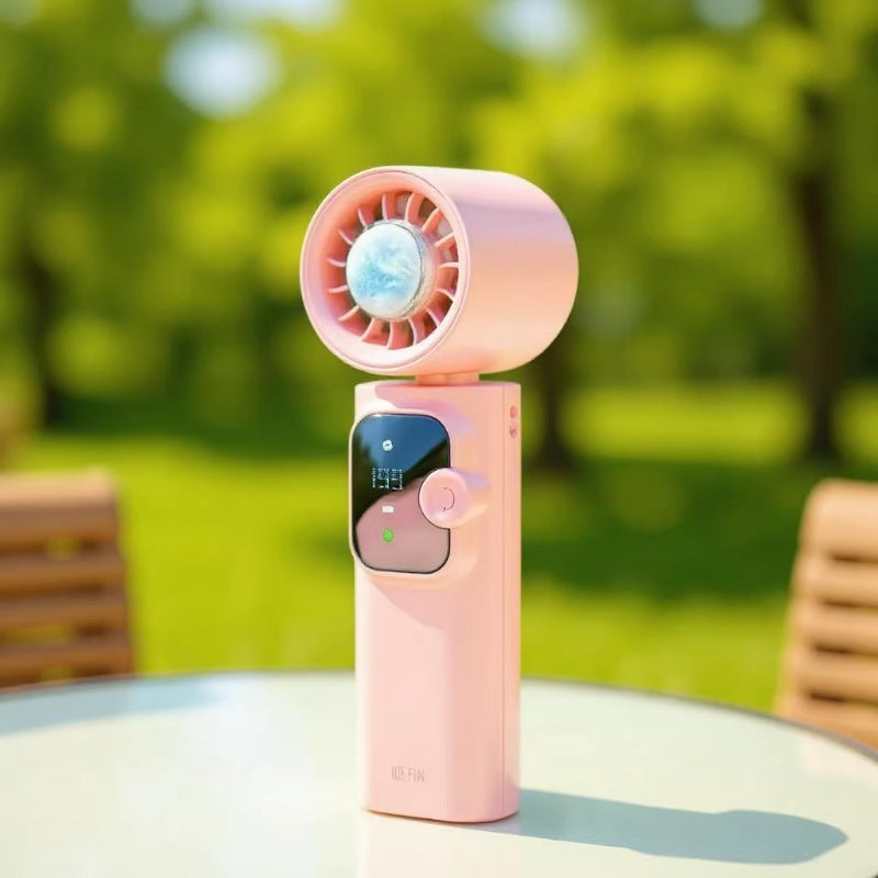New arrival ultra-high-speed ice compress handheld fan digital display foldable portable semiconductor refrigeration turbine small fan