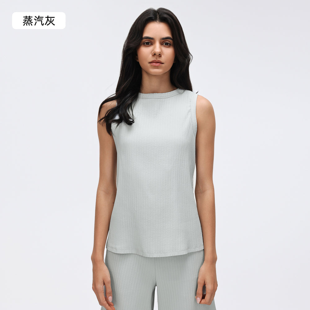 Simple round neck sleeveless tank top women's slim fit vest base layer top comfortable breathable activewear d26020