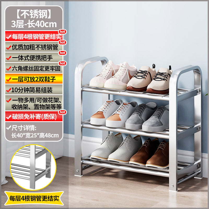 【factory direct】multi-tier stainless steel entryway shoe rack - perfect for dorms, apartments, and rental properties