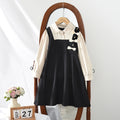 Girls' dress - new autumn collection, trendy & popular, mid-to-large size, two-piece look, midi dress, school style for girls