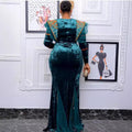 supply fall and winterelegantwork clothing beading heavy industry hot diamond patchwork mesh high waist hip-covering mermaid dress