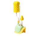 Baby bottle brush cleaning set - includes bottle brush, rack, long-handled rinser, sponge brush, and nipple cleaner - perfect for newborns
