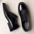 Men's leather dress shoes - spring/autumn work & business casual - triple-stitched, lace-up style - wholesale & dropshipping available