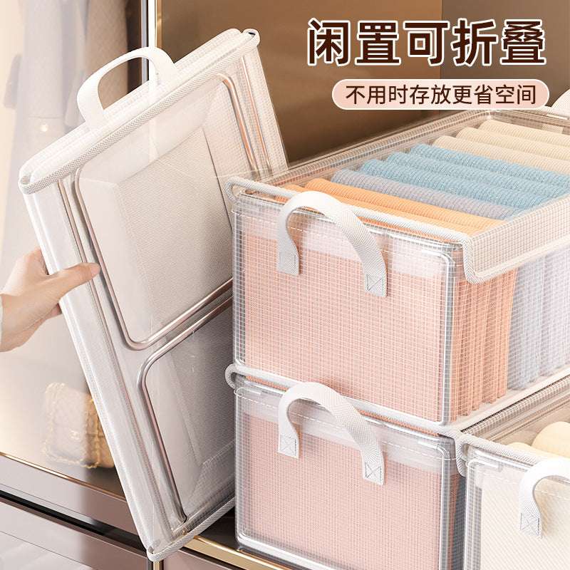 Clothes storage box, household wardrobe layered artifact, clothing pants sorting box, drawer, transparent folding storage basket