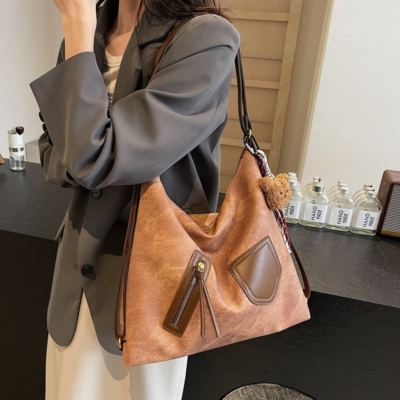 Cross-border high-end retro messenger bag women's 2025 autumn and winter casual versatile single shoulder large-capacity commuter tote bag