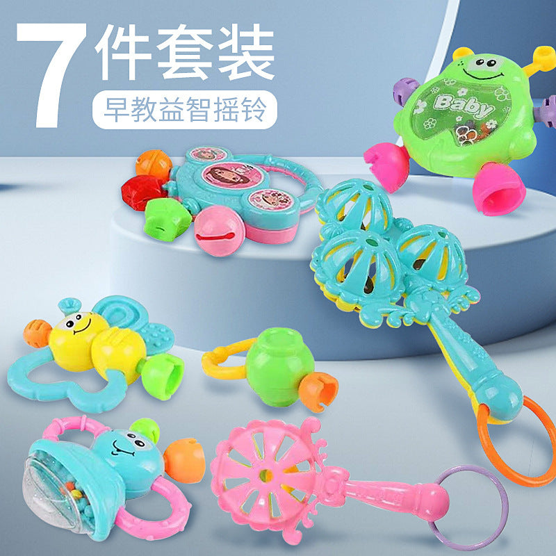 Baby Rattle Toy Creative Educational Early Education Baby Grasp Toddler Soothing Props Bite Tooth Glue Bell Set