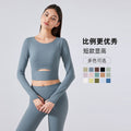 European and american new style padded sports long sleeve t-shirt, fashionable cropped fit, outdoor running slim yoga top for women s2032