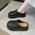 Summer new thick soleplatform shoes non-slip cut out breathable half slippers women's sandals pure color cut outoutwear toe shoes