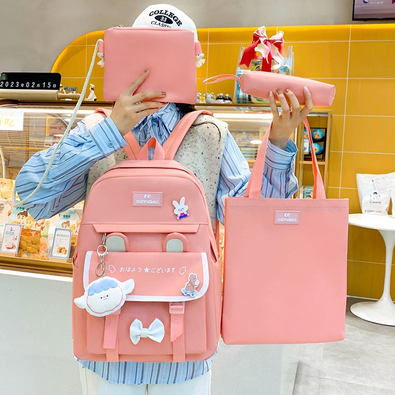 New primary and secondary school schoolbag cute male backpack Korean version backpack female cartoon schoolbag large capacity backpack