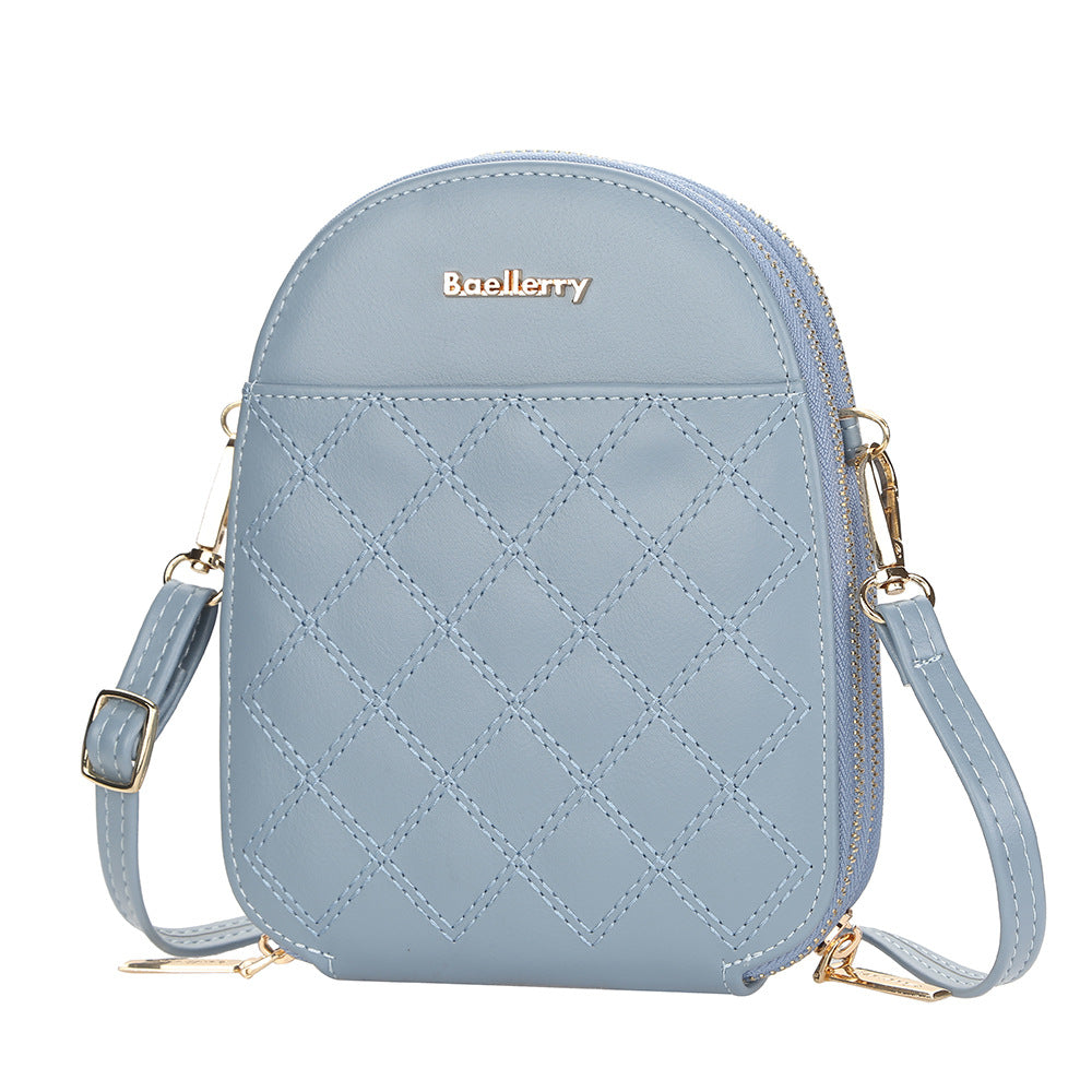BAELLERRY New Embroidered Women's Small Crossbody Bag Korean Version Large Capacity Zipper Shoulder Bag Versatile Mobile Phone Bag