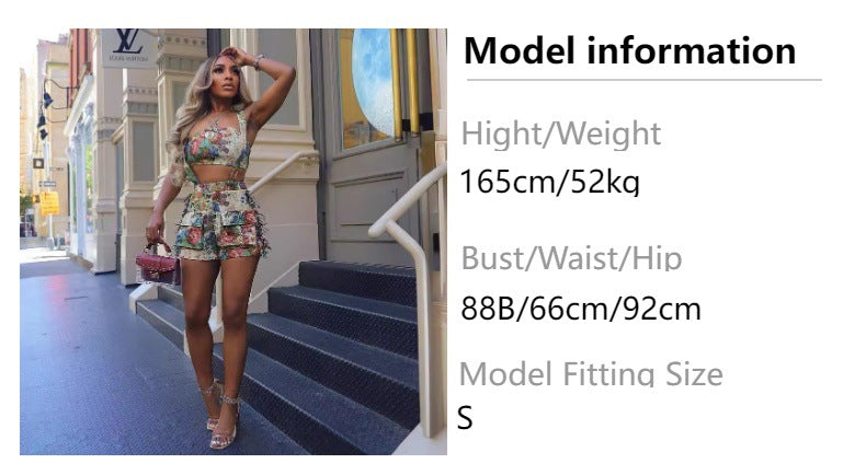 foreign trade european and american clothing new arrival street retro flower french palace tube top tassel suspender shorts suit