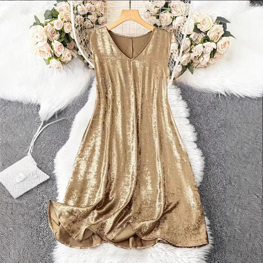 2025 new cross-border women's summer short-sleeve mini dress v-neck spring/summer dress - amazon hot seller