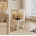 Cute cream style bedside table with lamp for home bedroom bedside side cabinet storage shelf small coffee table casual side table