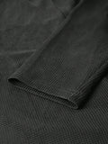 European and american style slim-fit solid color base layer top - deep v neck, half-open placket design, commute & casual long sleeve blouse