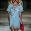 denim dress women's summerhigh waist skirt new arrivalretrostraight-legloosecasual medium long
