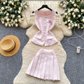Xiaoxiangfeng single-breasted sleeveless vest pleated skirttwo-piece set female summer light and mature styleeasiest for match age-reducing elegantsuit