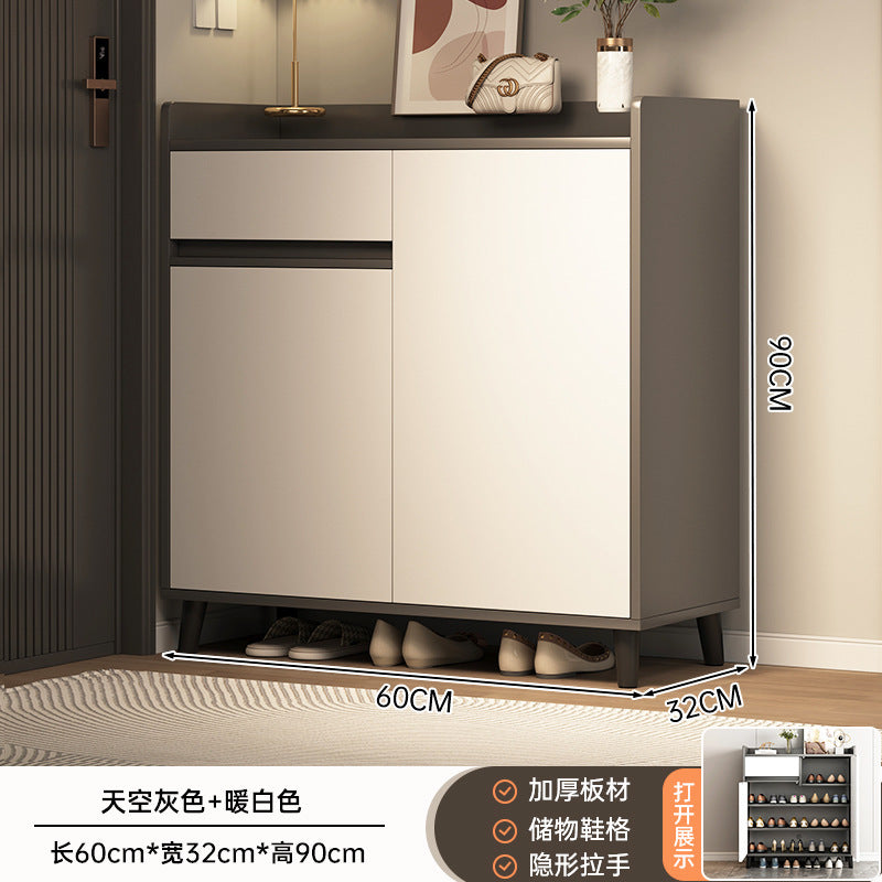 Shoe cabinet household door storage cabinet integrated against the wall simple door porch cabinet locker solid wood legs home shoe rack