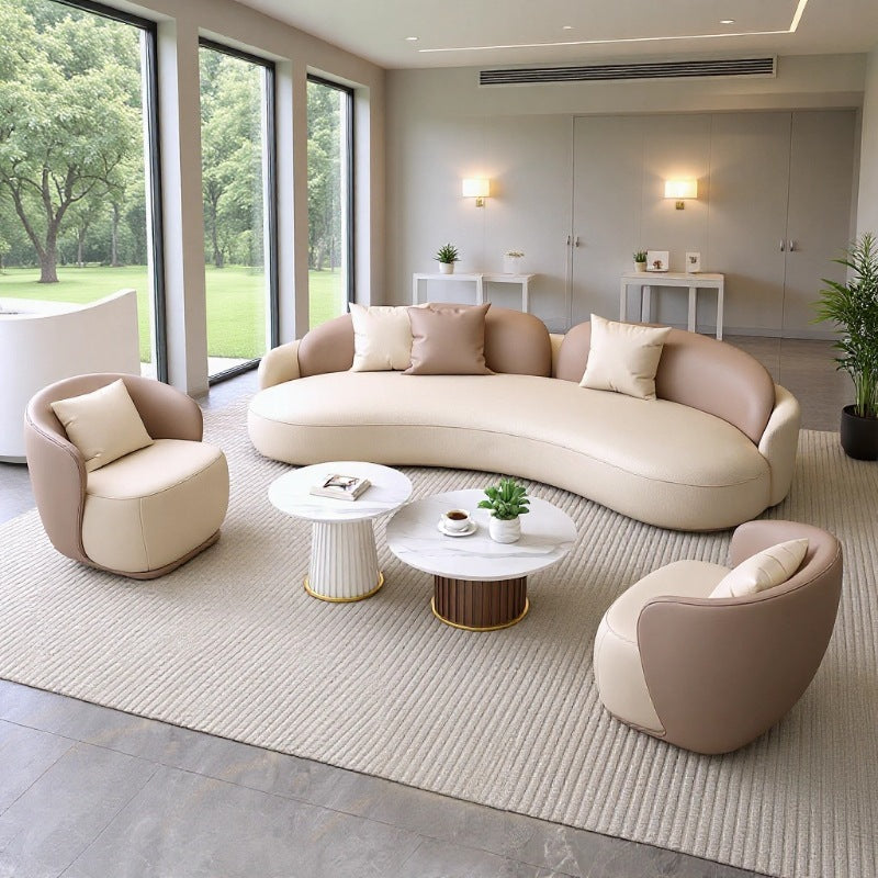 Cream style reception sofa, reception and negotiation curved sofa, hotel lobby, sales department, reception, commercial sofa, living room